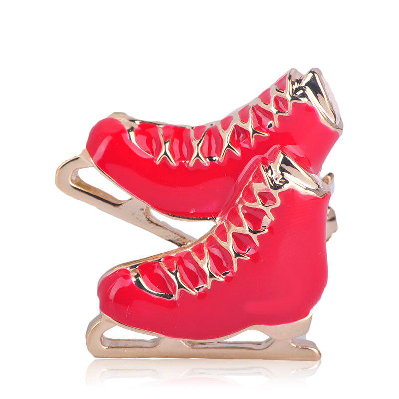 Blucome Fashion Black Roller Skates Brooch Pin Sleigh Shoes Shape Brooches Enamel Gold Color Jewelry For Boys Girls Accessories