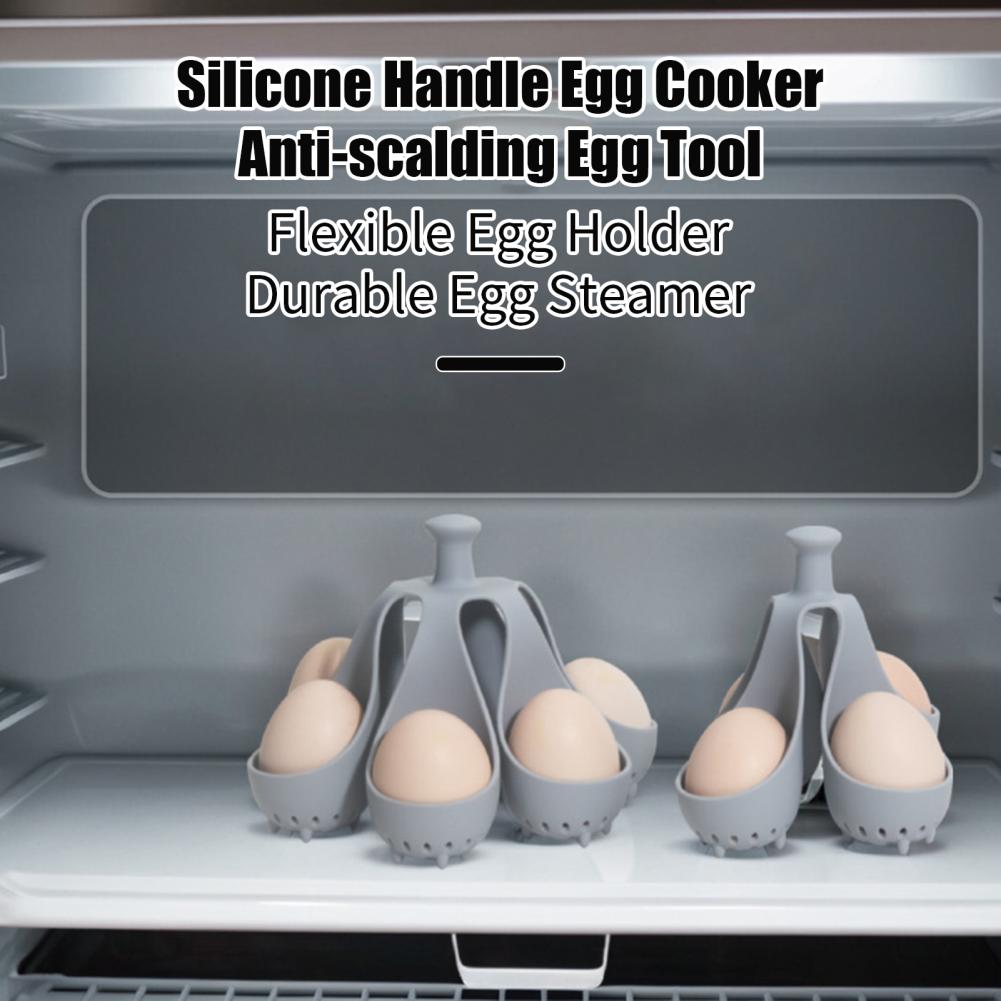 Boiled Egg Holder Silicone Egg Steamer Tray with Anti-scald Handle for Fast Cooking Easy High Temp Resistant Egg for Healthy