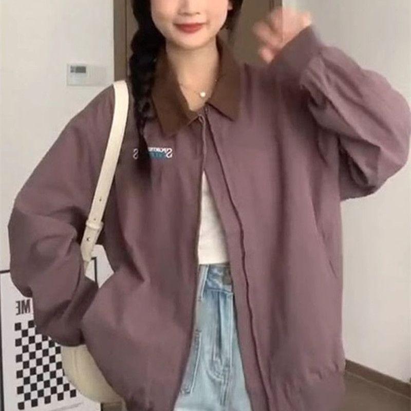 Фиолетовая куртка для женщин на весну и осень, новые корейские наряды на раннюю осень, универсальная повседневная рабочая куртка с лацканами