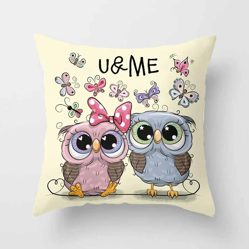 Милые наволочки на подушки с совами  Удобная наволочка x Декоративные подушки для дивана, кровати, машины, пледа, домашнего декора