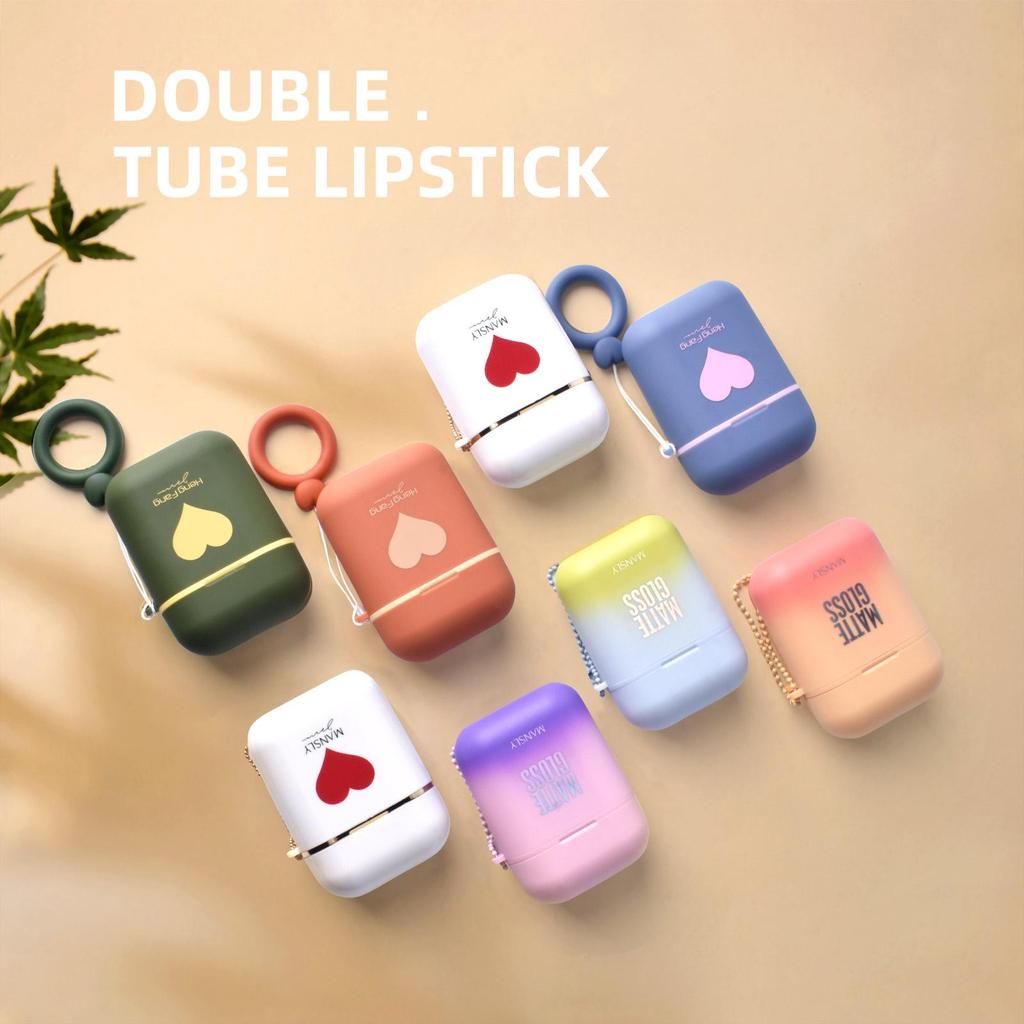 Hengfang Headphones Love Icon Double Tube Non-stick Cup Long Lasting Waterproof Lipstick H9423-M1005