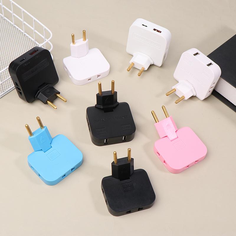 Вращающаяся на 180 градусов розетка 3-в-1 EU Plug Converter Удлинитель для путешествий EU Multi-Plug Тонкий беспроводной адаптер для розеток Розетки