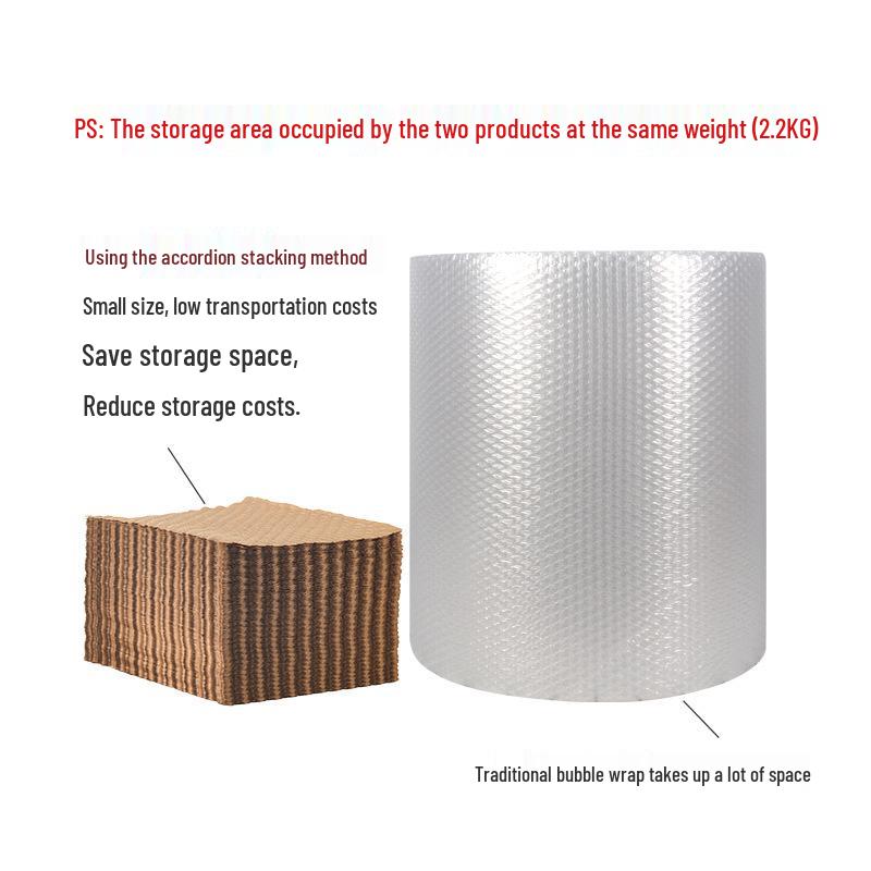 Eco-Friendly Biodegradable Kraft Paper Bubble Wrap Filler Roll - Shockproof Accordion Sheet