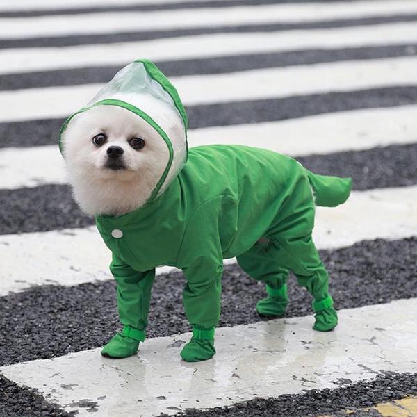 Dog Jumpsuit Waterproof Raincoat Full-Cover Puppy Raincoat Rainboots One-Piece Pet Costume Chihuahua Teddy Yorkie Raining Coats