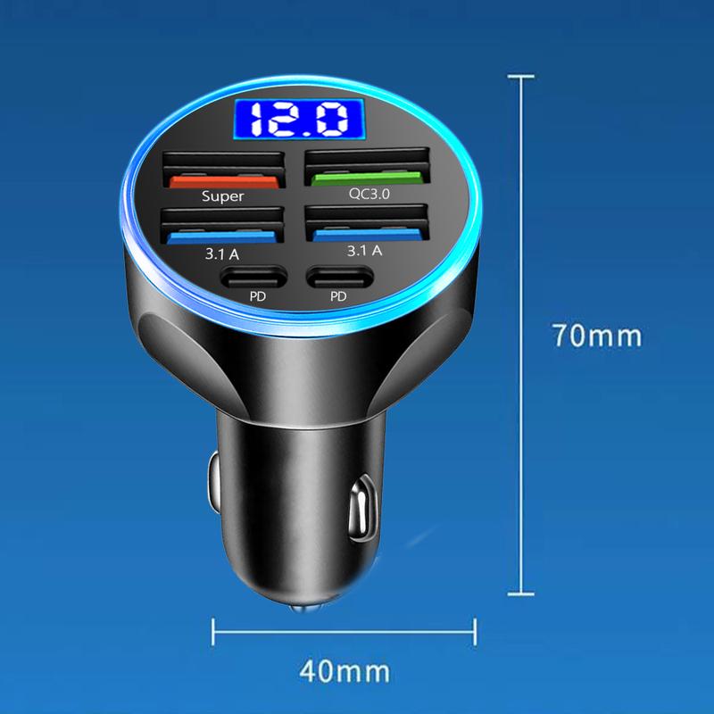 Автомобильное зарядное устройство на 2-6 портов, быстрая зарядка PD QC3.0, USB C, автомобильное зарядное устройство для телефона, адаптер Type C в автомобиле, для iPhone Samsung Huawei Xiaomi