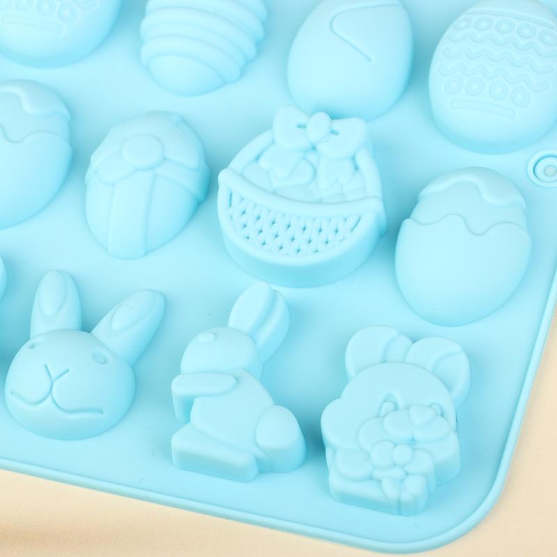 Easter Handmade Soap Mold Silicone Mold Easter Rabbit Bunny Colored Egg Mould For Diy Baking Jelly Pudding Chocolate Cake Tool