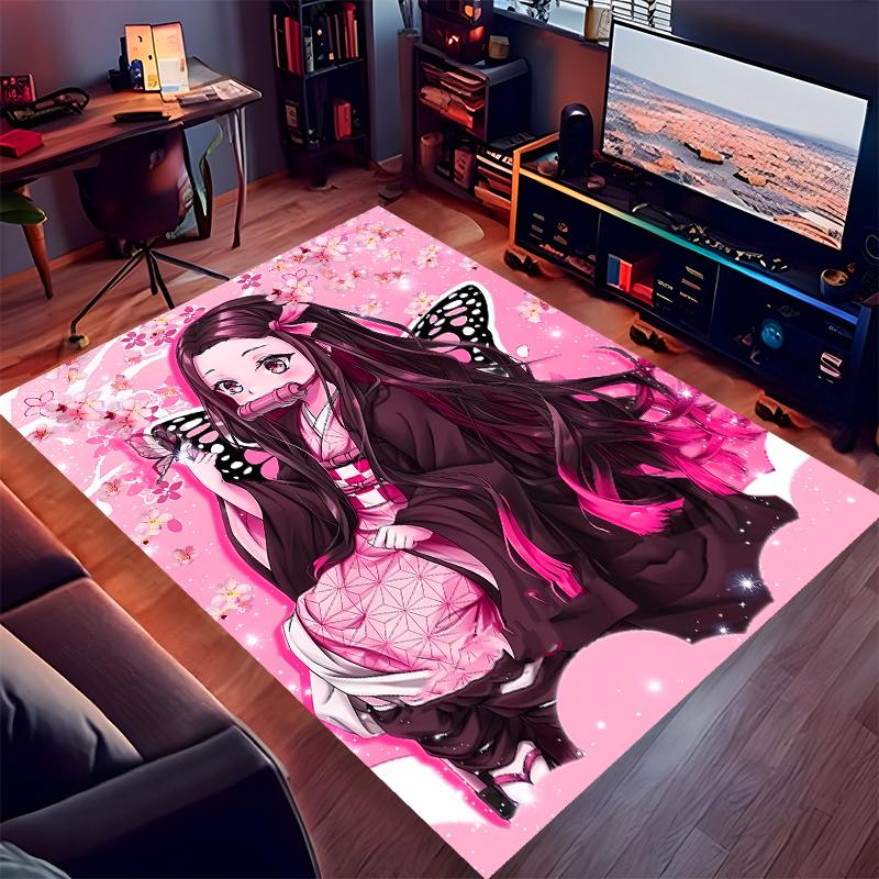 1pc Demon Slayer Nezuko2 Print Area Rug - Soft, Washable Non-Slip Indoor Mat for Office Chairs, Living Room, Home Office Decorative Rug