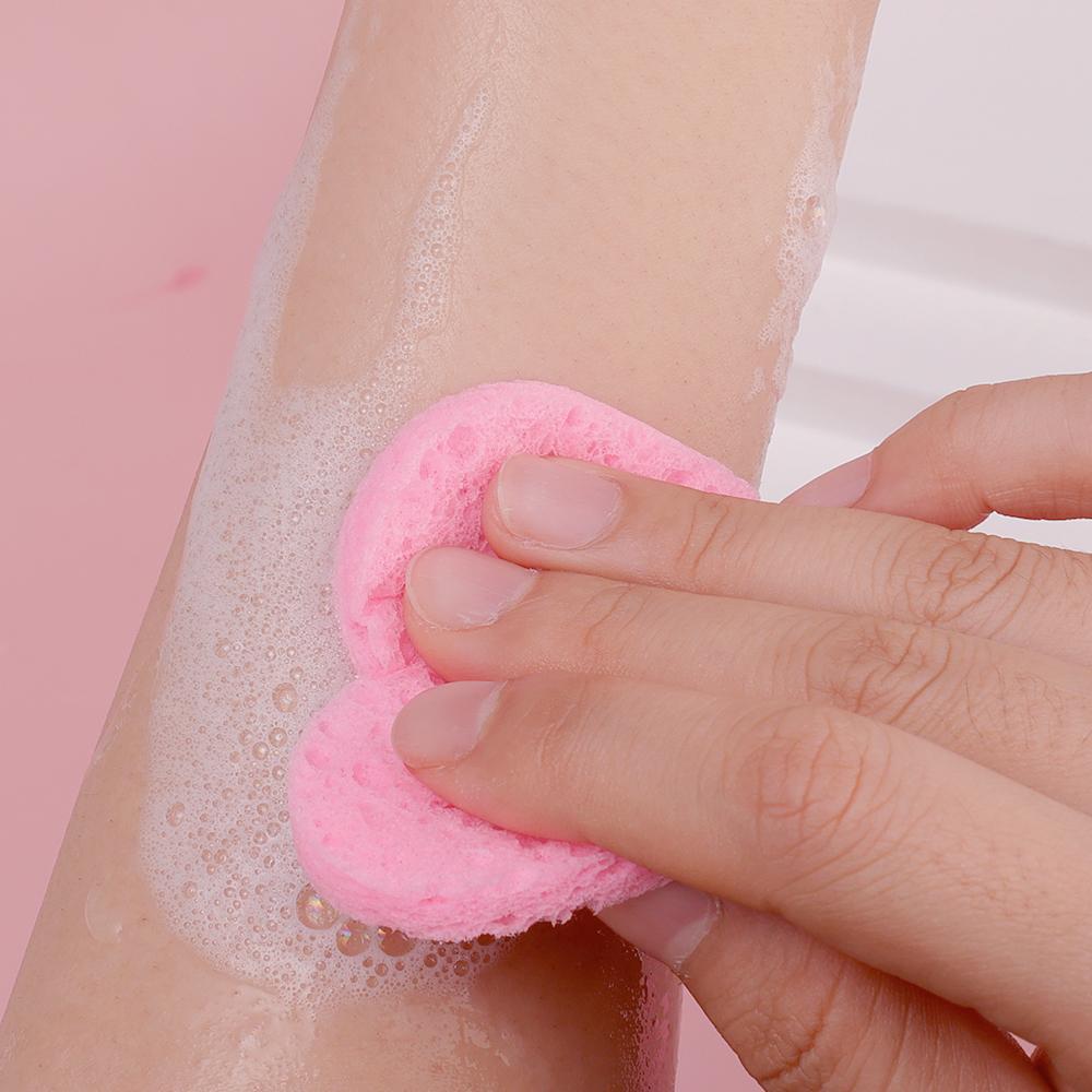 10 шт. спрессованная целлюлозная губка для лица в форме сердца 100% натуральная многоразовая косметическая спа-губка для очищения лица отшелушивания