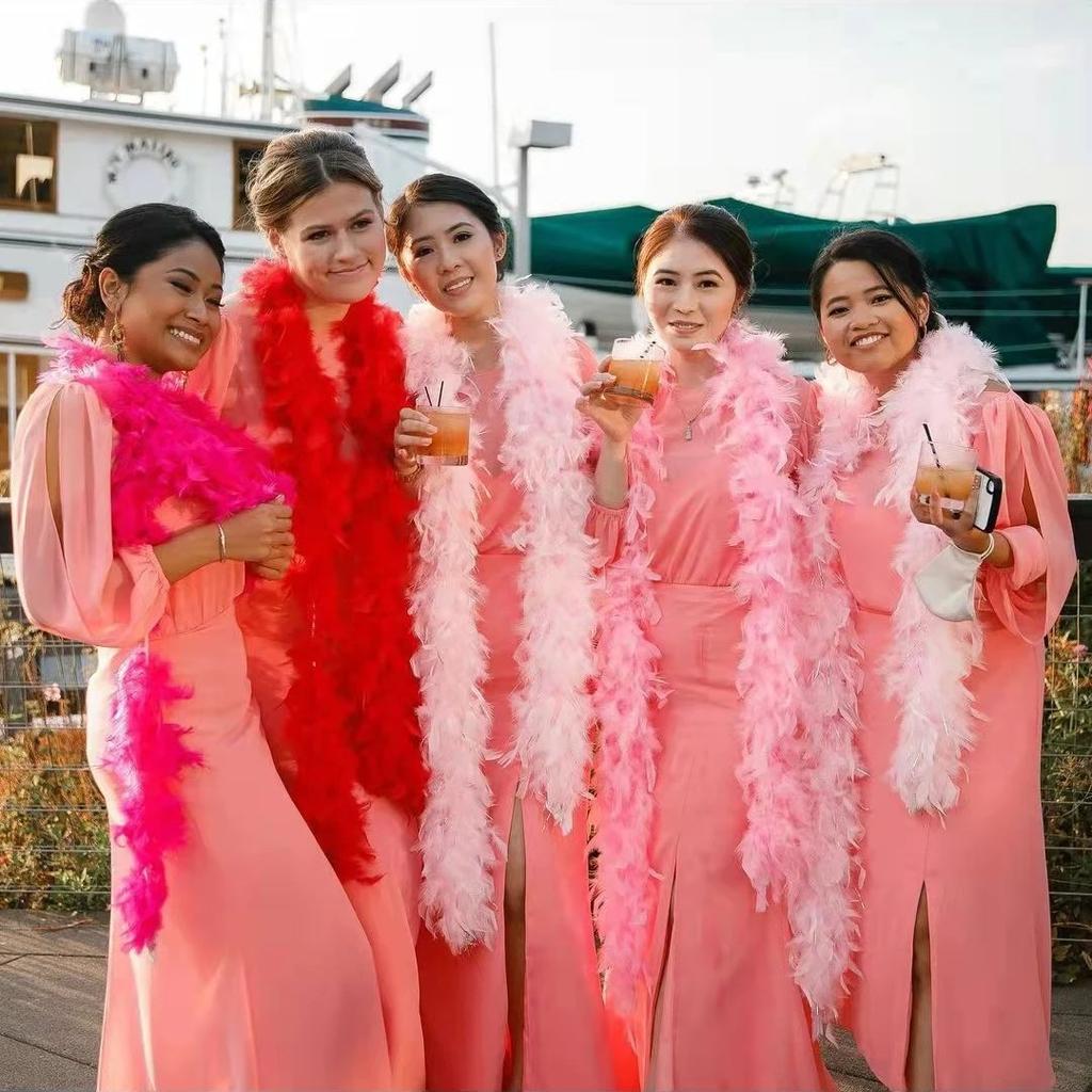 DIY 40G 60g 90G Pink Turkey Feather Boas 2Yards Plumas Trim Boa Crafts Sewing Clothes Party Dress Scarf/Shwal Chandelle-Feather-Boa