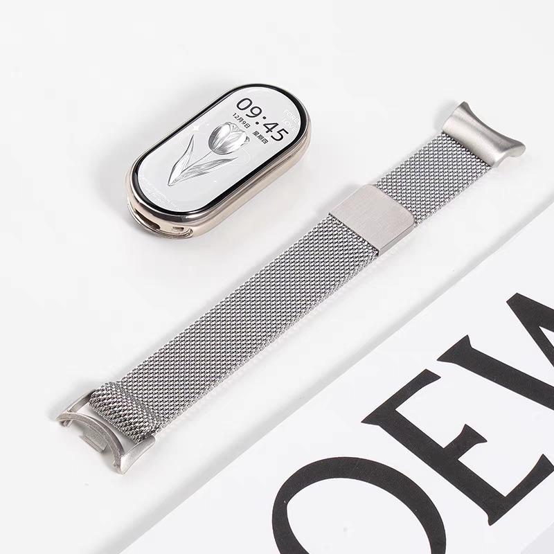 Ремешок для часов Xiaomi Band 8/9/10 NFC из нержавеющей стали, магнитный миланский сетчатый браслет для женщин
