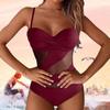 Solid Color  One Piece Swimsuits  Woman Sexy Mesh Bikini Swimwear Backless Brazilian Beach Outfit