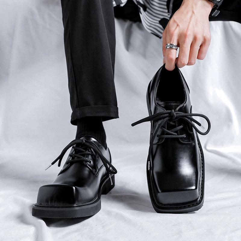 Мужские повседневные туфли из натуральной кожи в английском стиле, дерби на шнуровке, дизайнерские кроссовки с квадратным носком, обувь для вечеринки, выпускного вечера, платья