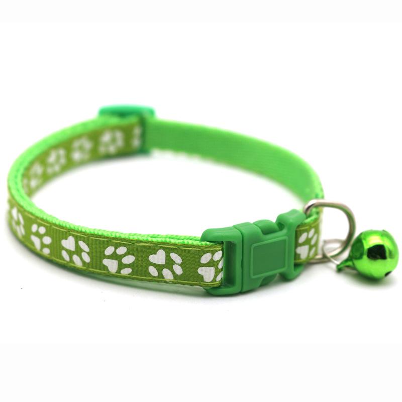 Pet Patch Cat & Dog Collar W/ Paw Print Bell & Safety Buckle
