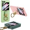 Ultra Thine Hard PC Phone Cover for Samsung Galaxy Z Flip 6 5 4 3 Case with Small Screen Protector Ring Holder