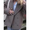 Women's Woolen Coat Thick Lapel Long Sleeve Jackets Oversize Casual Coats Elegant Lady Office Outerwear Autumn Winter