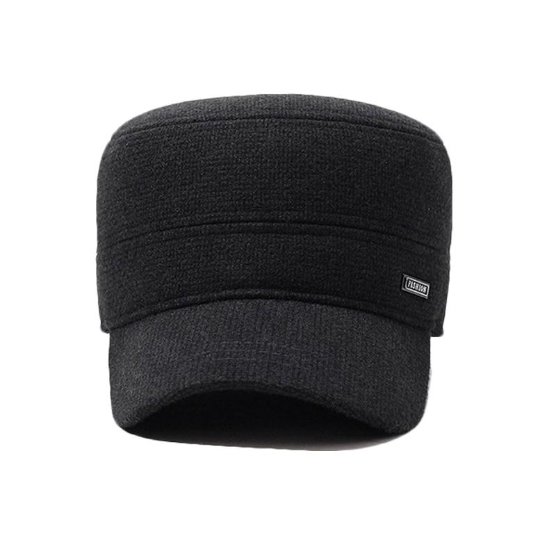 Men's Winter Middle-Aged and Elderly Woolen Flat Cap Outdoor Coldproof Thick Ear Protection Warm Cap
