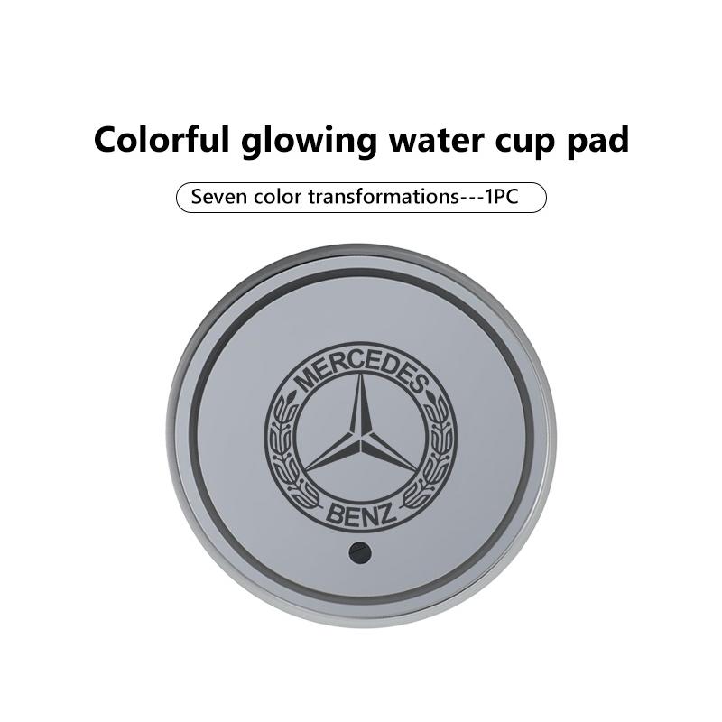 Car Cup Holder Bottom Pad 7 Color luminous LED Coaster Interior Accessories For Benz AMG VIANO GLB GLC W108 W124 W126 W169 W176