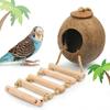 Natural Coconut Bird Cage with Ladder Hamster Cage Durable Parrot Hideout  Outdoor
