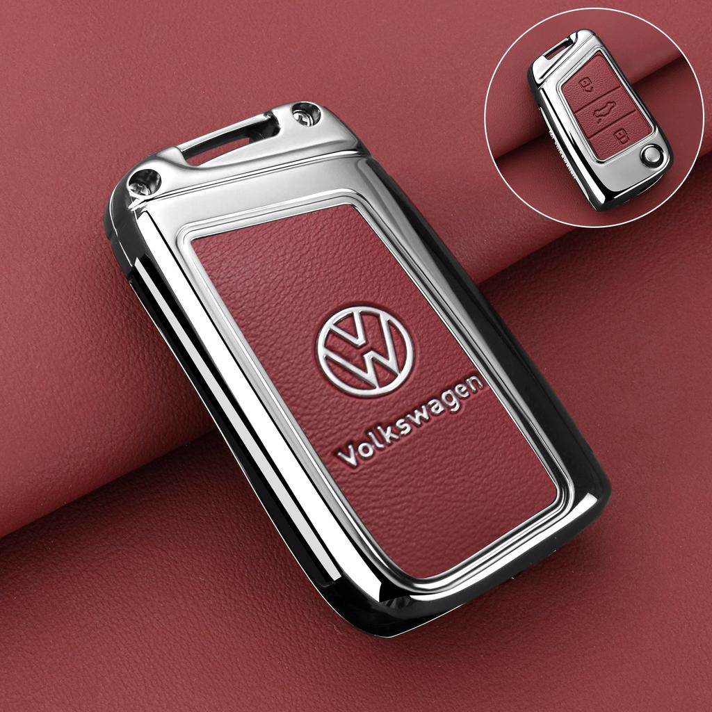 Для VW цинковый сплав Кожаный Чехол для Автомобильного Ключа Защитная Оболочка брелок для VW Volkswagen Golf 7 MK7 Tiguan MK2 T-roc T-cross Access