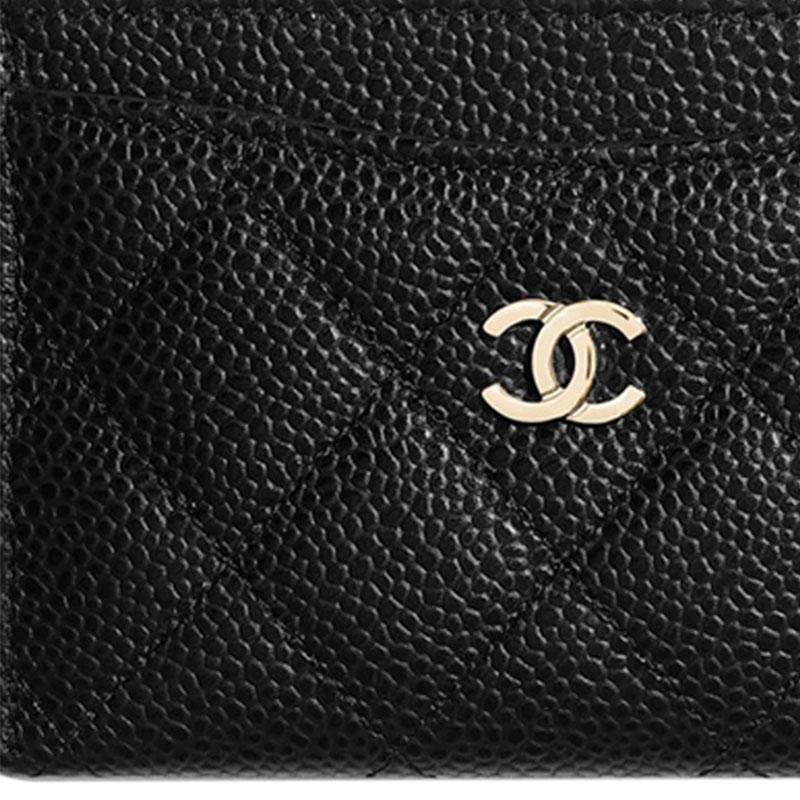Chanel Стеганый держатель для карт с золотой пряжкой, двусторонний, из кожи кавиар, унисекс, черный AP0213-Y01864-C3906