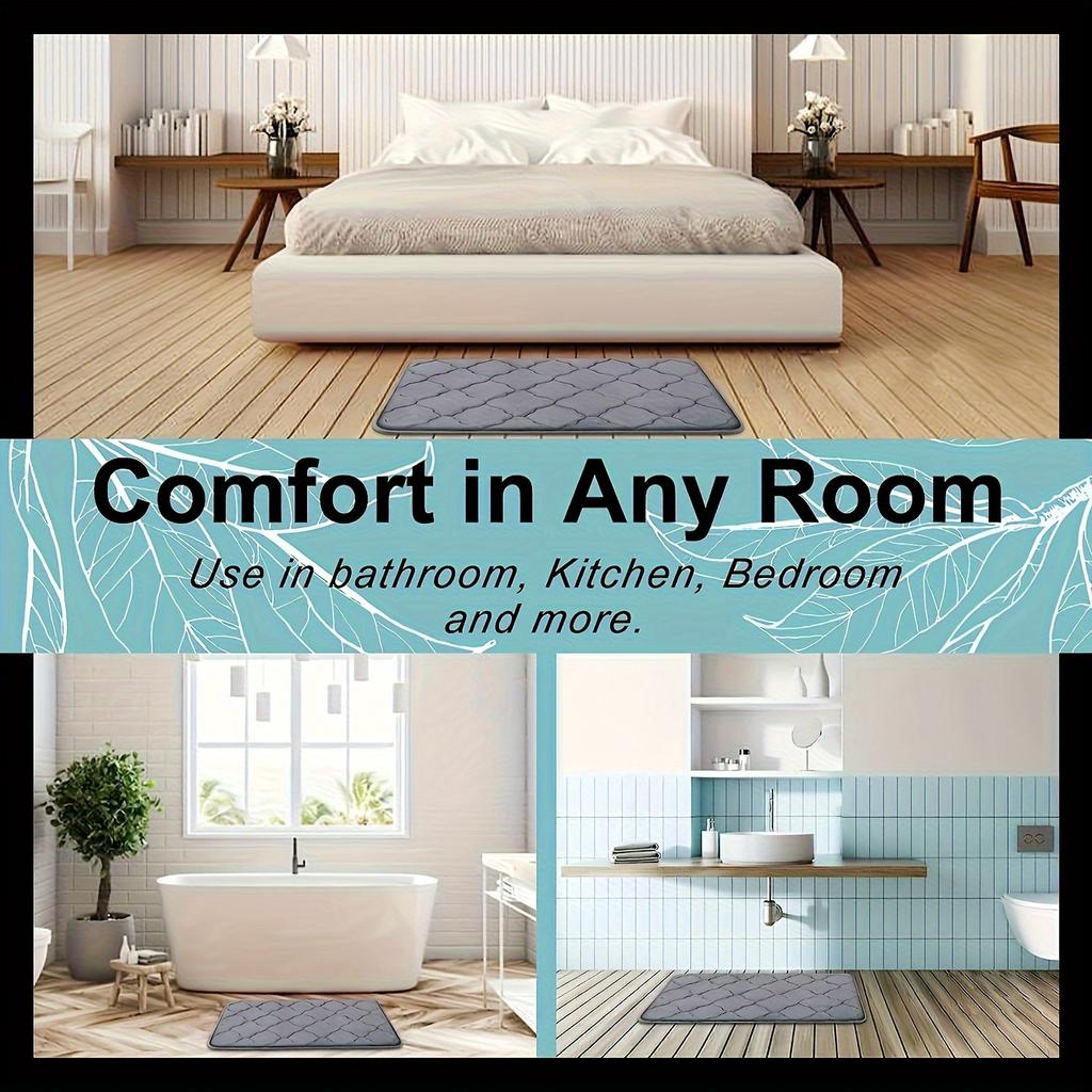 Коврик для ванной из быстросохнущей пены с эффектом памяти, 1 шт., нескользящий впитывающий коврик для ванной комнаты, идеально подходит для ванной комнаты, спальни, декора кухни