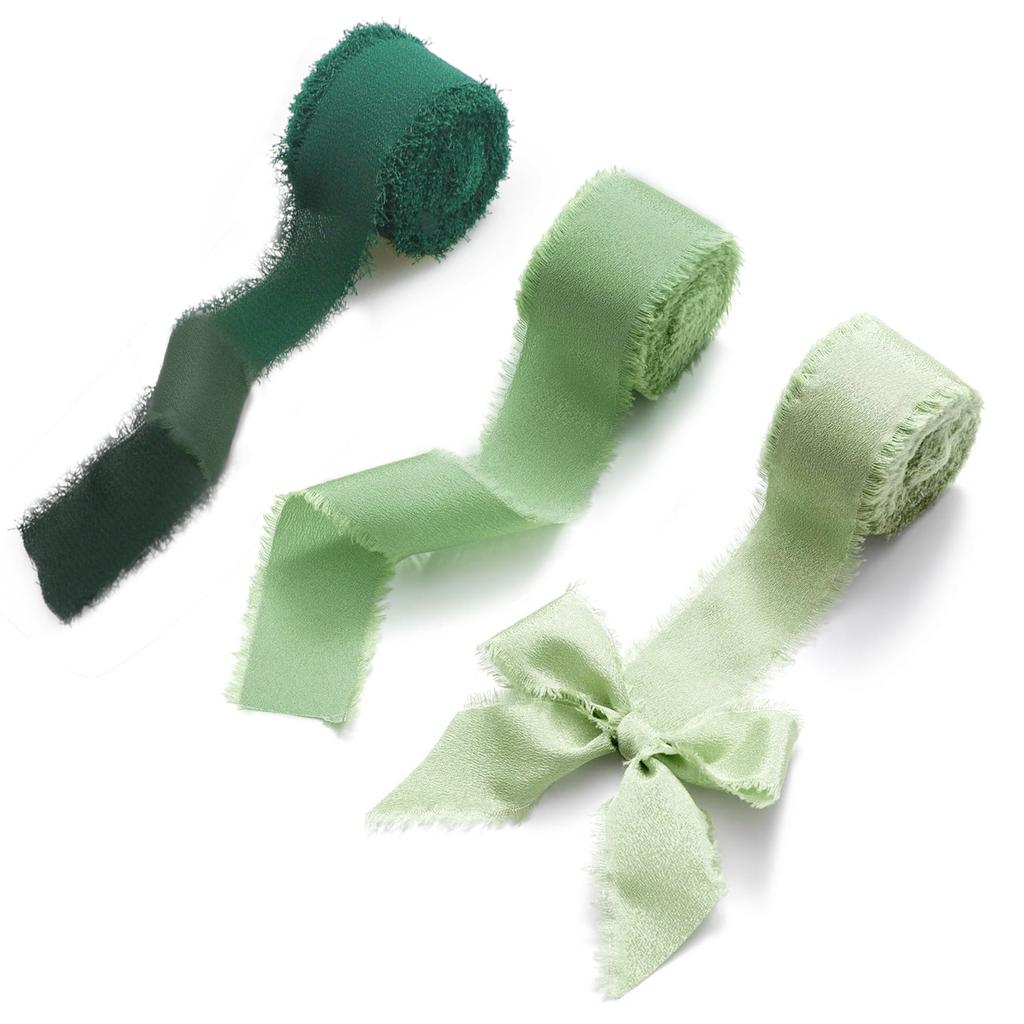 3 рулона 38 мм х 5 метров зеленой снежной текстильной ленты с изображением рождественской елки для свадебных приглашений, свадебных букетов и упаковки подарков