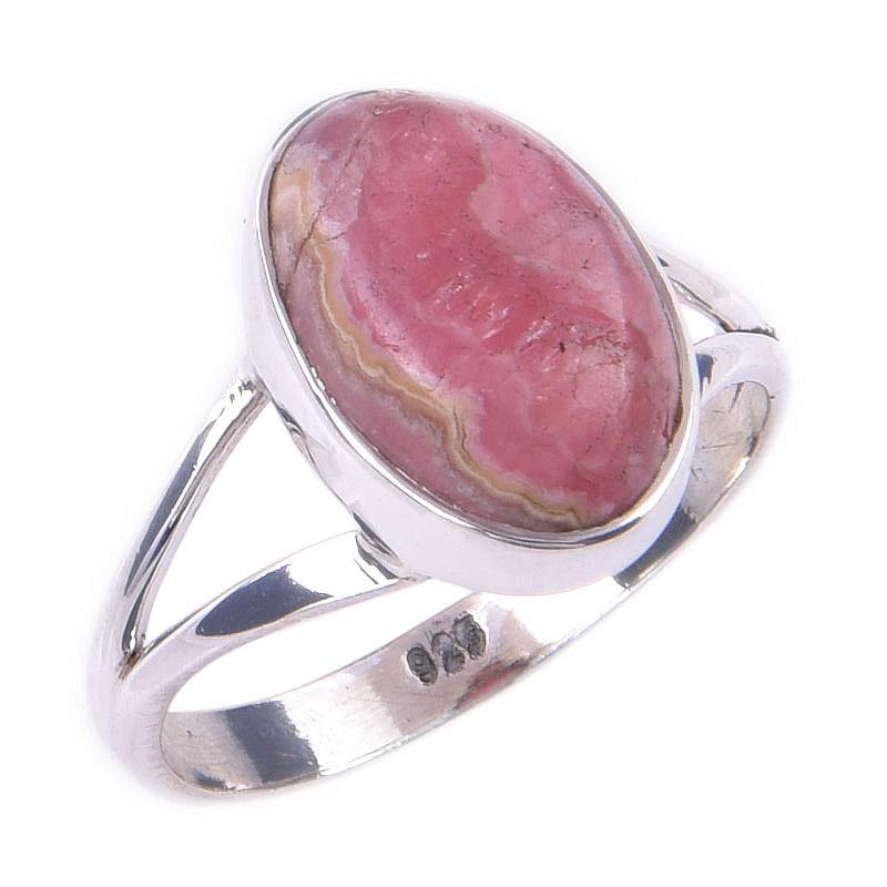 Кольцо из чистого серебра 925 пробы с натуральным родохрозитом ручной работы S.6 E4Z61
