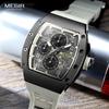 Megir Мужские кварцевые часы из нержавеющей стали Модные водонепроницаемые светящиеся часы с хронографом и автодатой на силиконовом ремешке 8411