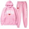 European size plus fashion printed sweater autumn and winter fleece warm hoodie casual sports women's suit