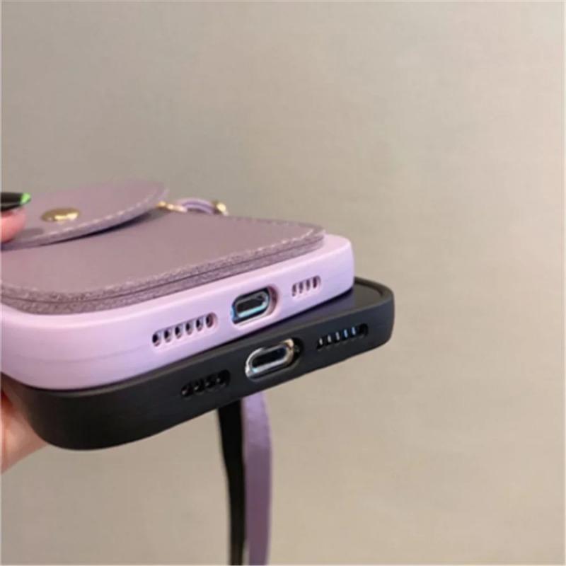 Роскошный кошелек кожаный наплечный ремешок-шнурок чехол для телефона для iPhone 17 Pro 16 14 11 13 15 Pro Max Plus Air Держатель для карт чехол