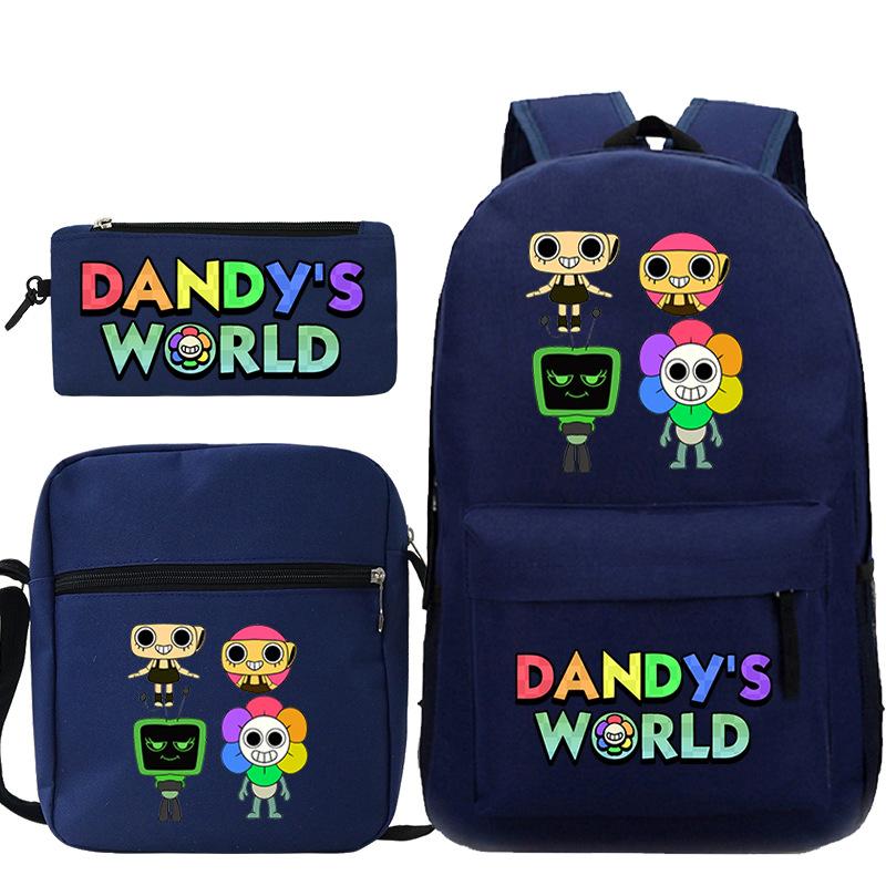 Dandy'S World Printed Fashion Children'S Pencil Case Messenger Bag Three-Piece Set Primary And Secondary School Bag