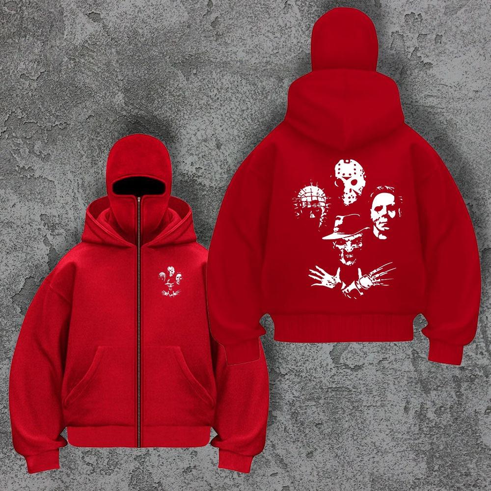 Трендовый бренд Бархатный двойной капюшон Уникальный дизайн Толстовка с капюшоном для осени и зимы, Новая унисекс свободная толстовка Y2K