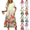 Women's Casual Cute Pattern Print Round Neck Midi Dress Basic Classic Outdoor Everyday Short Sleeve Loose Dress