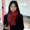 Red Plaid Warm Tassel Atmosphere Scarf Birthday Christmas Gift Winter Versatile Student Couple Shawl Women