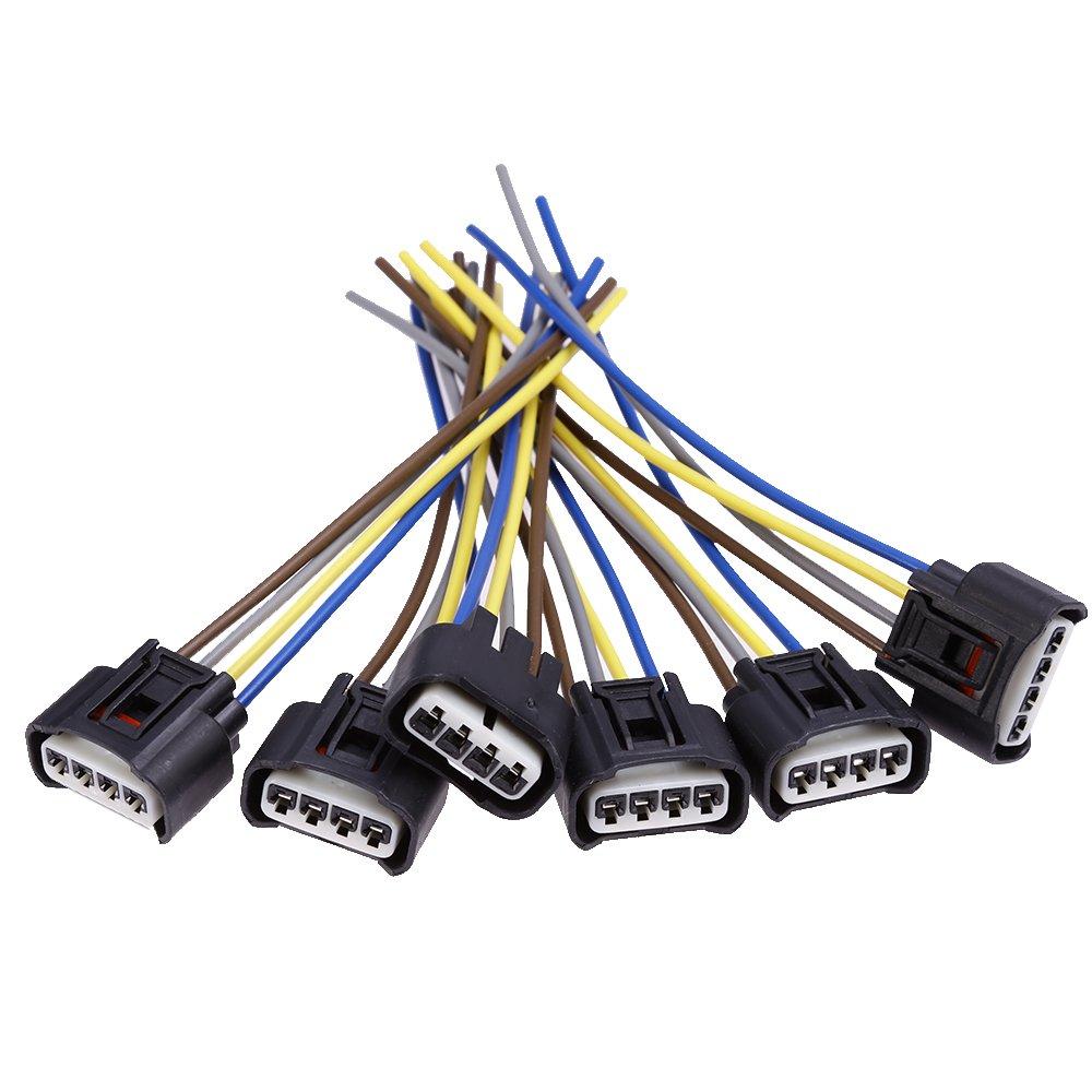 90980-11885 Ignition Coil Connector Plug Harness Replacement For Toyota Lexus 4-Way Female (Pack Of 6)