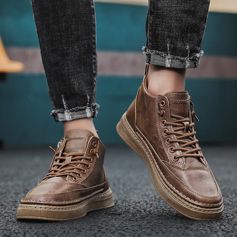 Men's Boots Winter Cotton Shoes High-top Fashion Casual Shoes Trend  Boots Flat Shoes Korean Version Tooling Shoes Student 2025