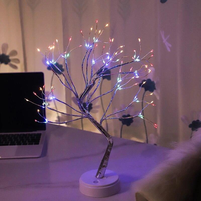 LED Table Lamp Tree Copper Wire USB/AA Battery Powered Bedroom Study Decorative Deack Lamp Creative Lighting Indoor Night Lamp