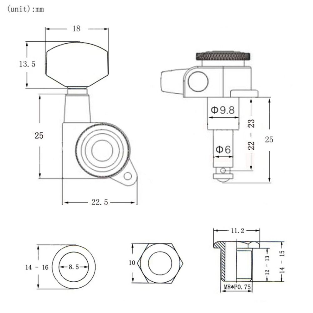 6 ШТ./Компл. Серебристые/Золотистые/Черные Колковые Механизмы с Блокировкой Струн для Гитары