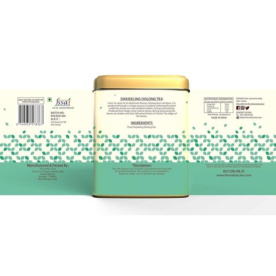 The Indian Chai – Darjeeling Oolong Tea 100g, Captivating Flavor, Rich Heritage, and Natural Refreshment for Tea Enthusiasts