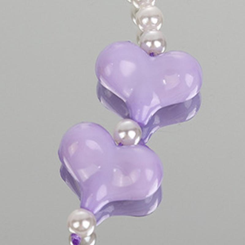 Delicate Heart Phone Charm Colorful Handmade Heart Phone Strap Acrylic Material Heart Phone Jewelry Gift for Women Girls