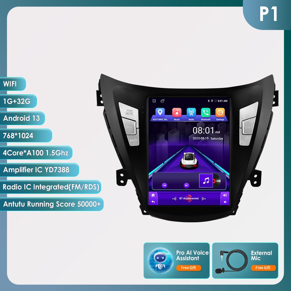 OSSURET Android Car Radio GPS для Hyundai Elantra Avante I35 2011-2013 Мультимедиа 9,7-дюймовый вертикальный экран Carplay Android Auto Player Мультимедиа Видео