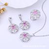 Fashion Banquet Zircon Earrings Necklace Set Geometric Square Jewelry Set