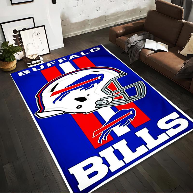 Buffalo Bills Helmet Design Rug - Non-slip rug suitable for living room and bedroom sofas.