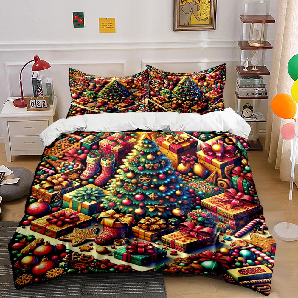 Christmas tree with presents. Bedding sets Duvet cover sets Duvet covers Pillowcases(1*Duvet Cover 2*Pillowcases without duvet insert)