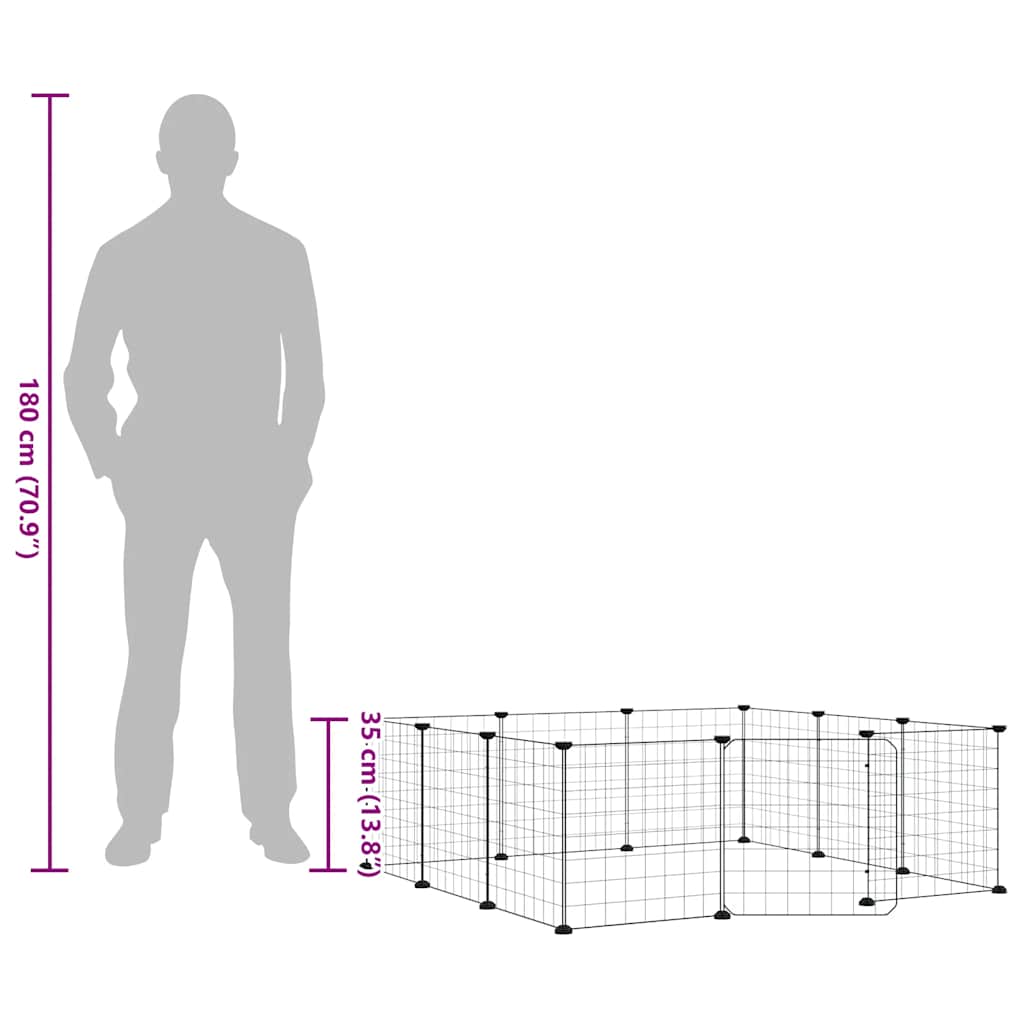 12 Panel Pet Cage with Door Black 35x35 cm Steel