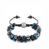 Мужской двухслойный плетеный браслет из бисера синего тигрового глаза
