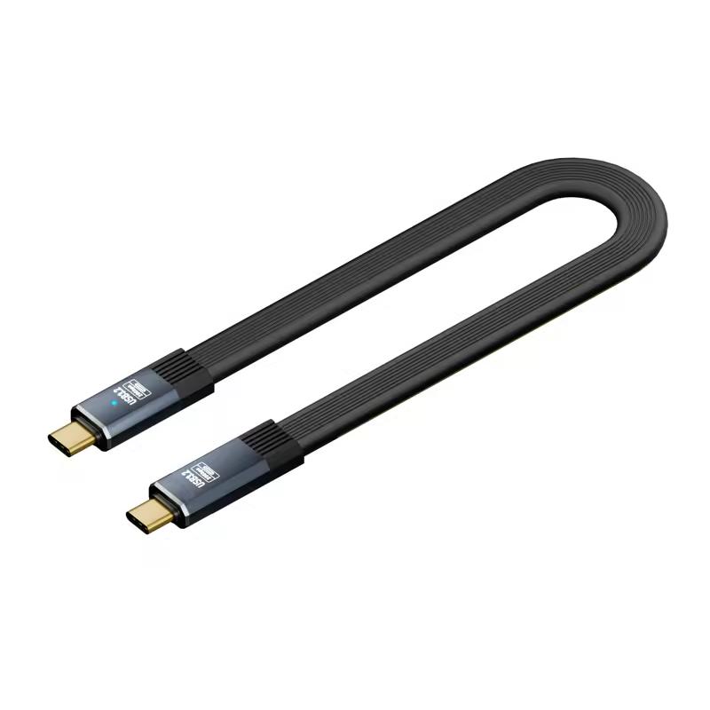 Плоский USB-C на USB-C Кабель USB3.2 20 Гбит/с Передача Совместим с Thunderbolt 3 PD 100 Вт 5 А Шнур для Быстрой Зарядки для iPhone 15/16 Pro, MacBook, Samsung и Xiaomi