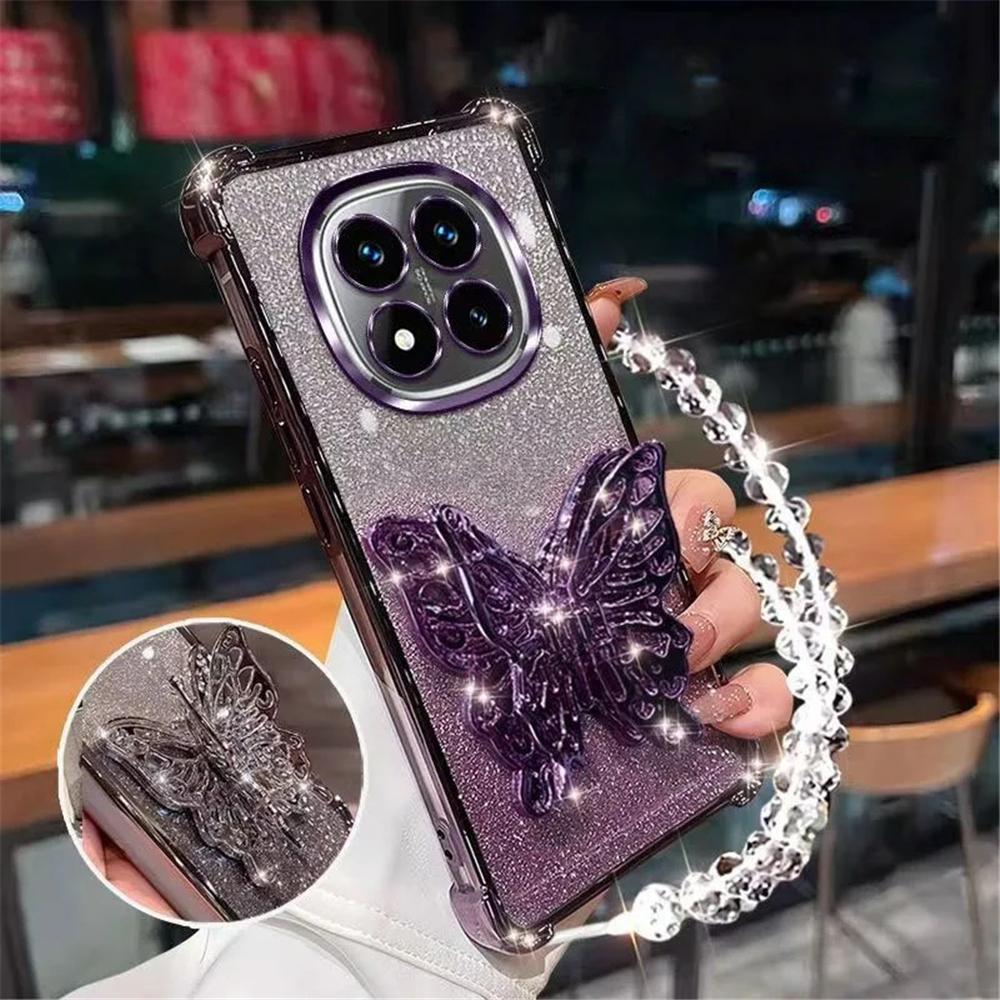 Браслет-подставка-бабочка для телефона Samsung S25 S24 S23 S22 S21 S20 Plus FE Ultra S25 Edge Блестящая противоударная накладка