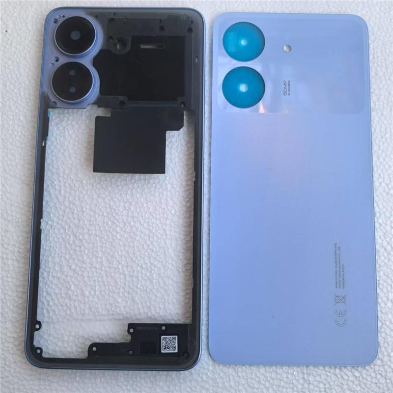 Полный корпус для POCO C65 2310FPCA4G Задняя крышка аккумулятора + Средняя рамка с объективом камеры