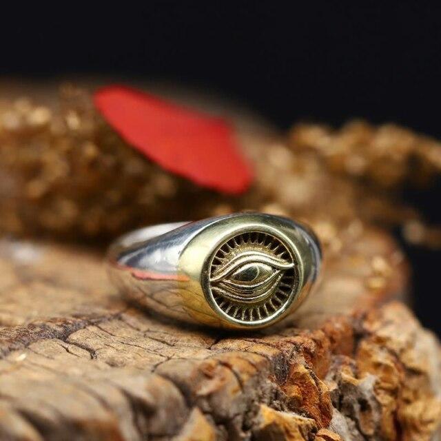 Silver Men 'S Ring Eye Of Horus Ring Guardian Muyu Fashion Trend Domineering Ring Jewelry Accessory